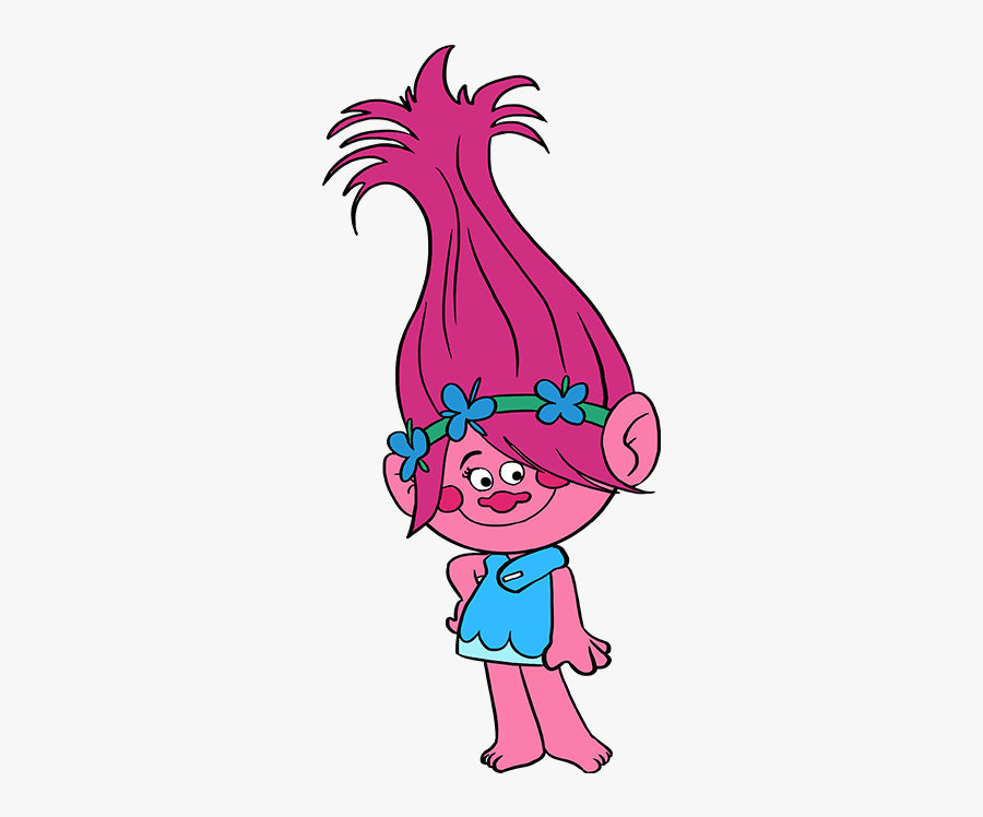 How To Draw Poppy From Trolls - Cartoon, Transparent Clipart