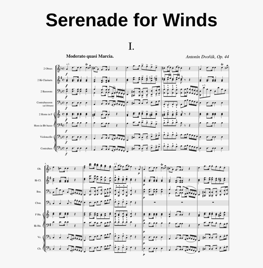Dvorak Serenade For Winds Clarinet, Transparent Clipart