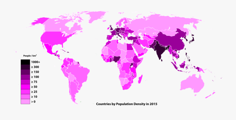 Countries By Population Density In 2015, Transparent Clipart