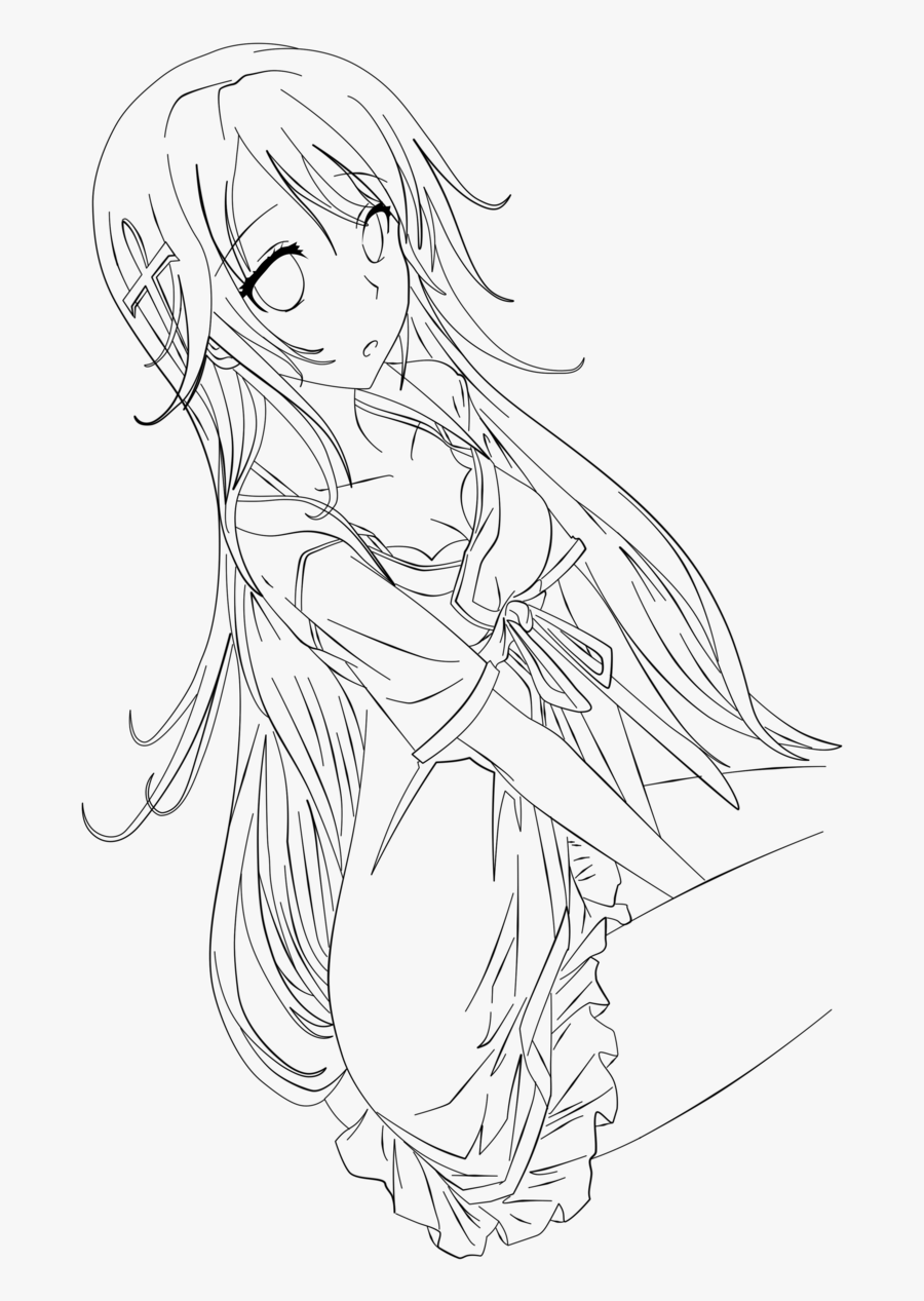 Anime Girl Drawing Side View Sketch Coloring Page