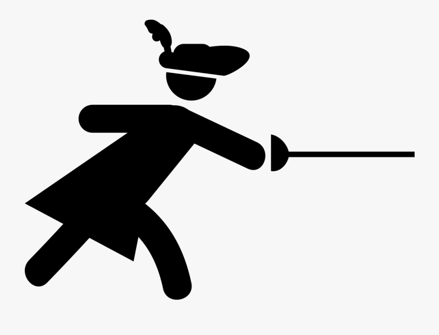 Fencing Clipart Stick Figure - Stick Figure With Sword, Transparent Clipart