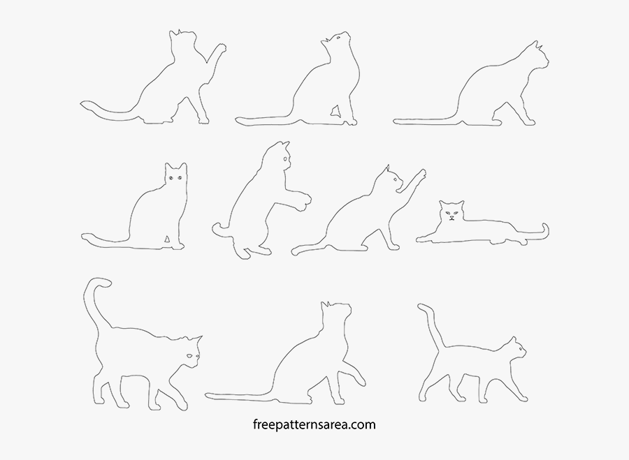 Silhouette Outline Cat Clipart, Transparent Clipart
