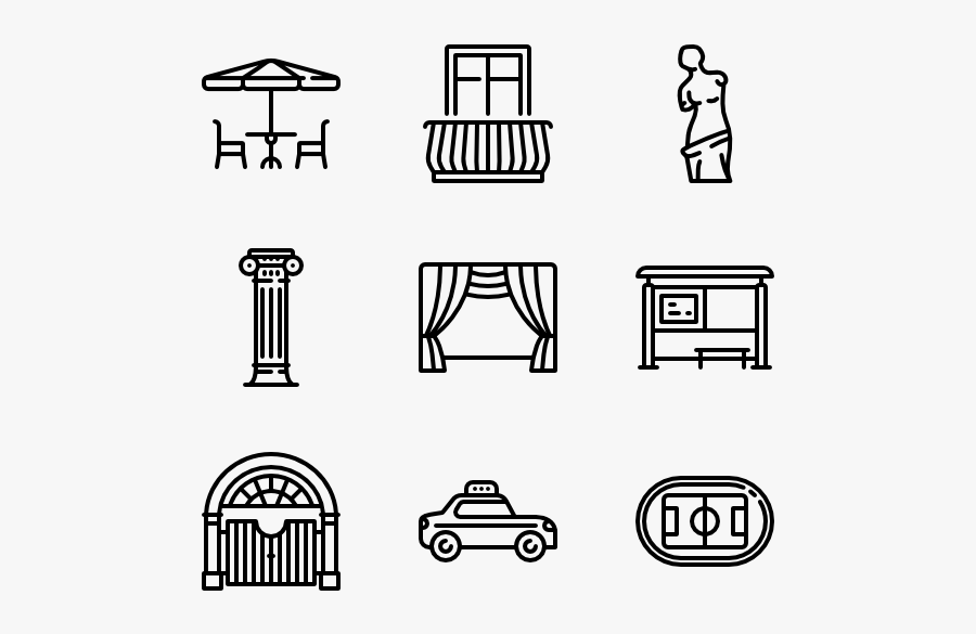 City Places - Places In Town Icons, Transparent Clipart