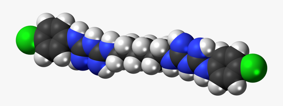 Chlorhexidine 3d Spacefill - Pincushion Effect Of Chlorhexidine, Transparent Clipart