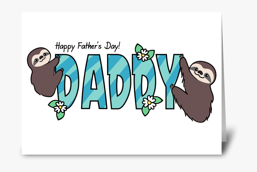 Sloths Greeting Card - Fathers Day Sloth Card, Transparent Clipart
