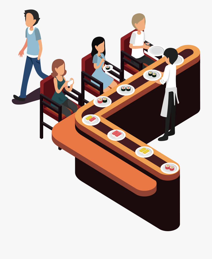 Japan Clipart Sushi - Sushi Conveyor Belt Vector, Transparent Clipart