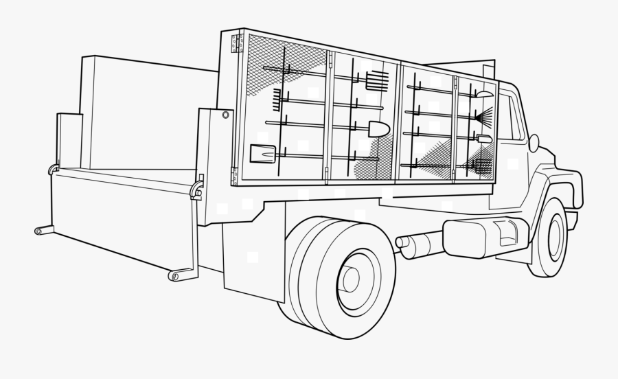 Line Art,angle,artwork - Utility Truck Coloring Pages, Transparent Clipart