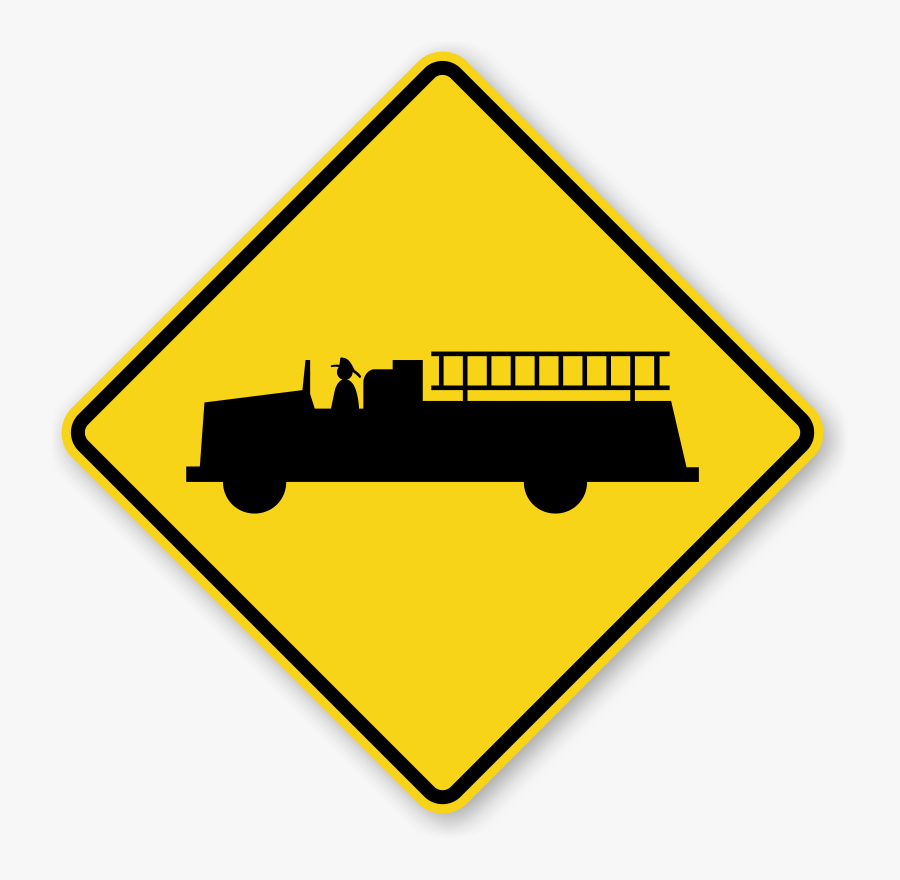 Clip Art Transparent Download Firetruck Clipart Yellow - Emergency Vehicles Warning Sign, Transparent Clipart