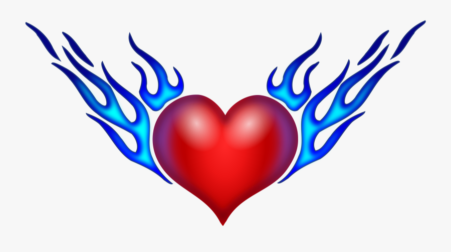Heart On Fire Drawing At Getdrawings - Fire Hearts With Wings, Transparent Clipart