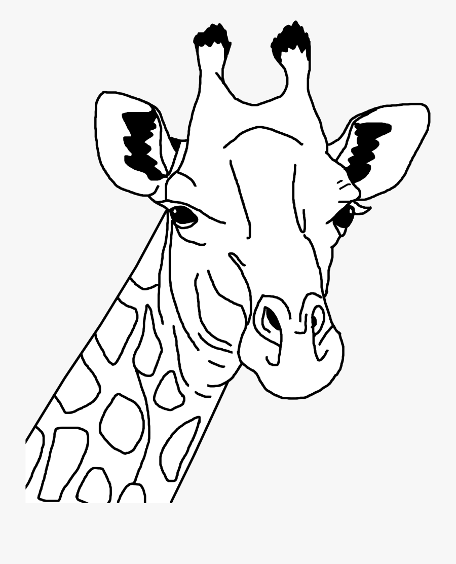 Clipart - Giraffe Head Clip Art Black And White, Transparent Clipart
