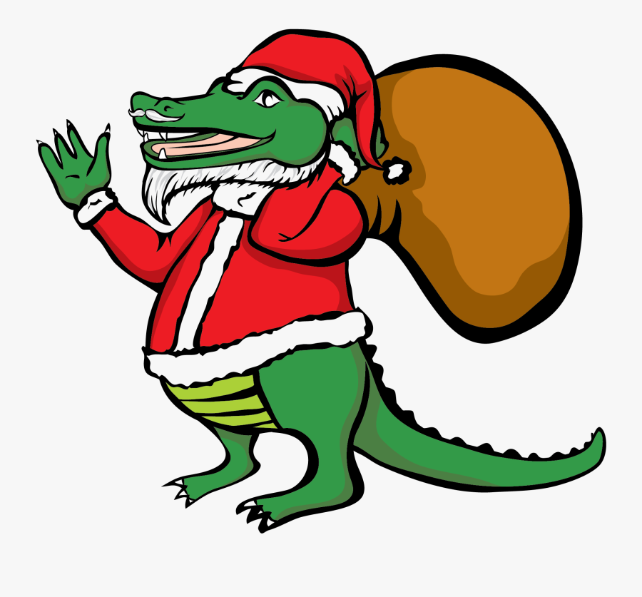 Santa Alligator Vector Clip Art - Alligator Santa Claus, Transparent Clipart