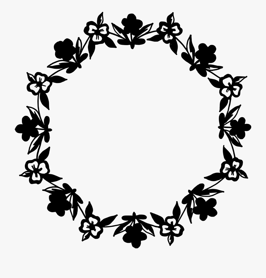 Clip Art Floral Circle Design - Flower Circle Border Clipart Black And White, Transparent Clipart