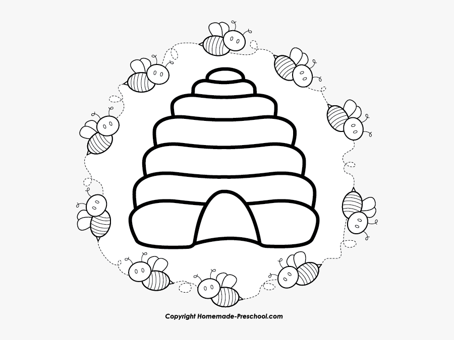 Beehive And Bees Clipart Black And White, Transparent Clipart