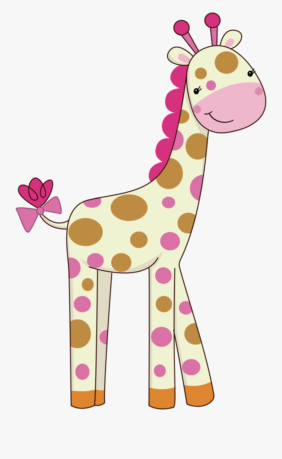 Pretty Pink Girly Jungle Animals - Baby Girl Giraffe Clip Art, Transparent Clipart