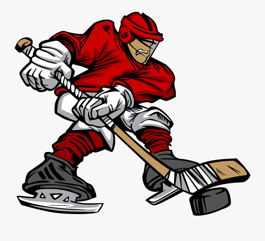 Athletic Clipart Sport Gear - Hockey Player Cartoon Png, Transparent Clipart