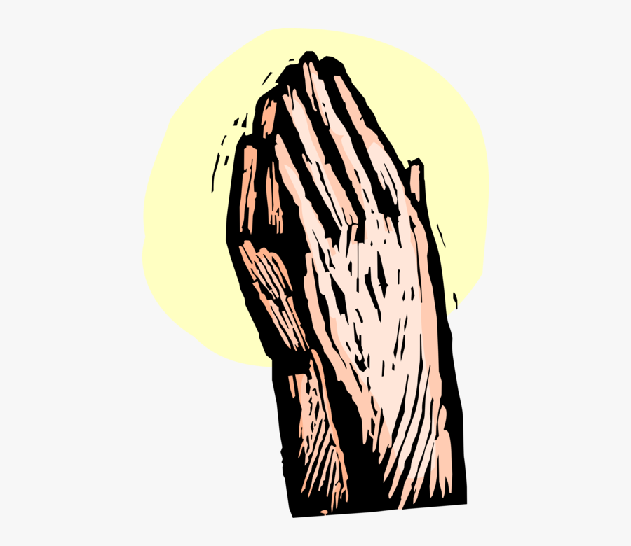 Vector Illustration Of Praying Hands Clasped Together - Illustration, Transparent Clipart