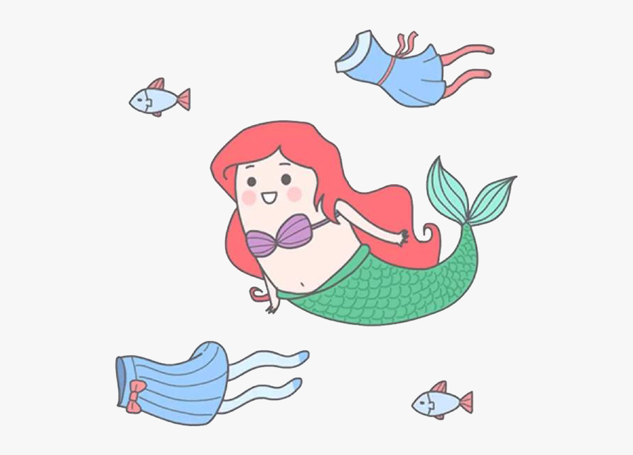 Swimming Mermaid Png Download - Cartoon, Transparent Clipart