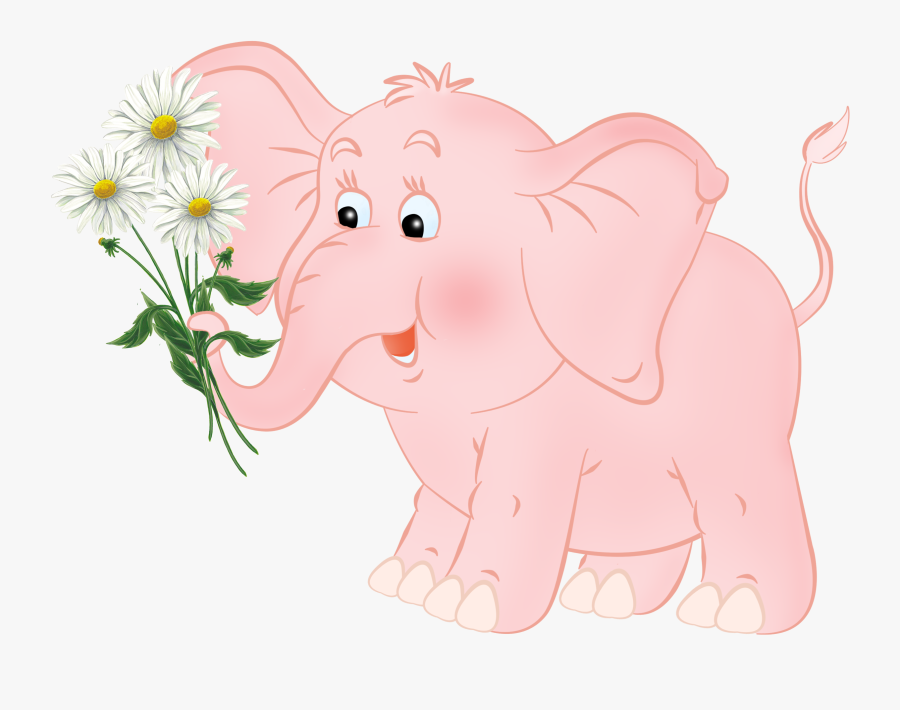 Elephant Flowers Cartoon Png, Transparent Clipart