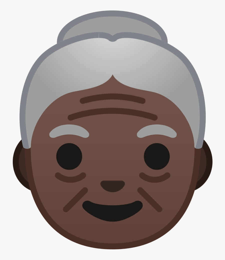 Old Woman Dark Skin Tone Icon - Old Woman Emoji Png, Transparent Clipart