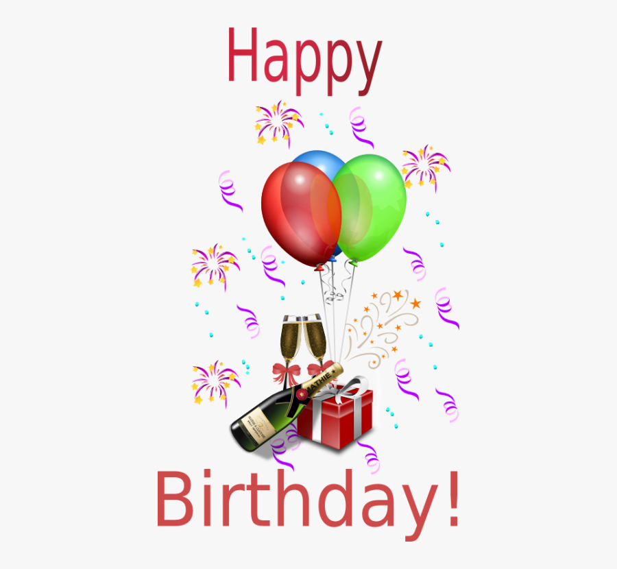 Happy Birthday Balloons Champagne, Transparent Clipart