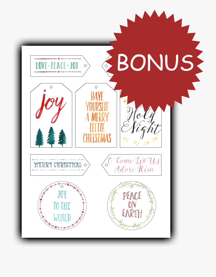 Free Printable Christian Christmas Tags, Transparent Clipart