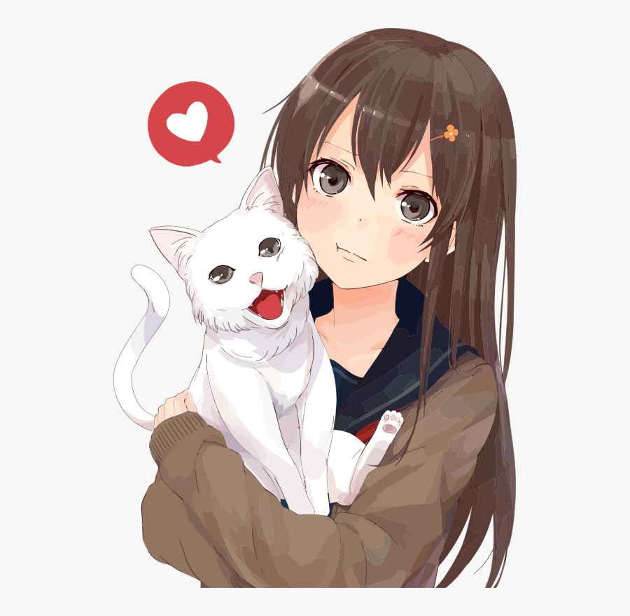 Girl Holding Cat Png Animated Girl And Cat , Free Transparent Clipart