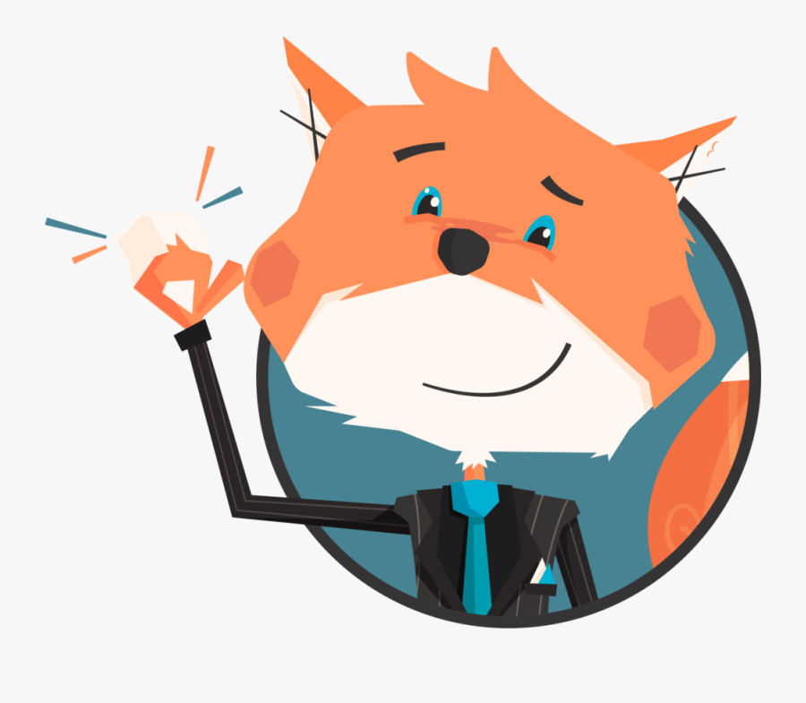 Workmob Fox Mascot Waving And Smiling - Cartoon, Transparent Clipart