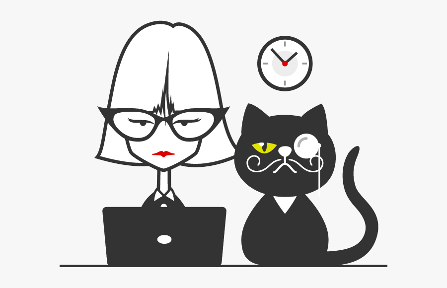 Proofreading Duo - Black Cat, Transparent Clipart