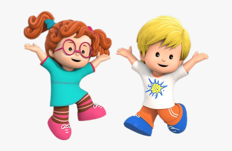 Little People Sofie And Eddie Jumping - Cartoon Little People Clipart, Transparent Clipart