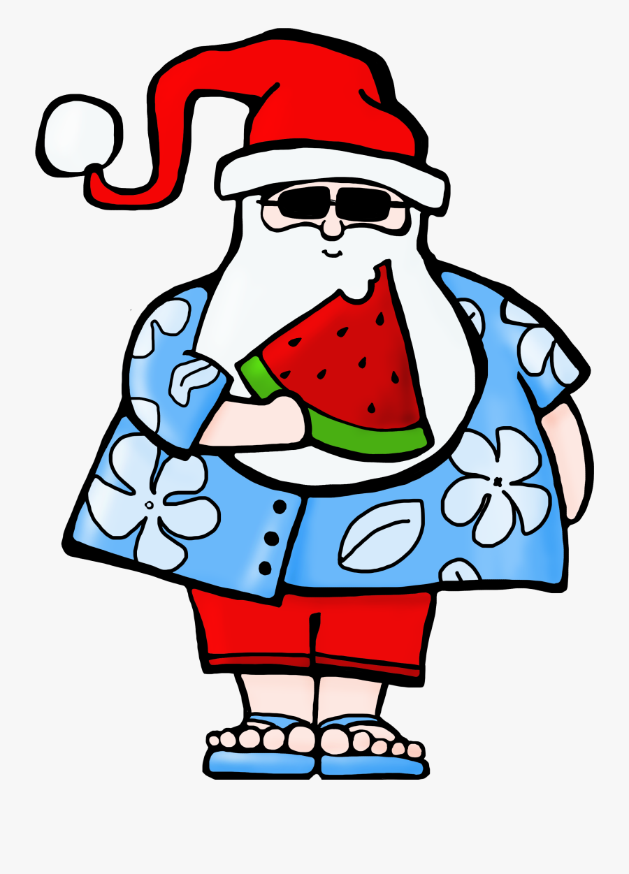 Watermelon Santa Color, Transparent Clipart