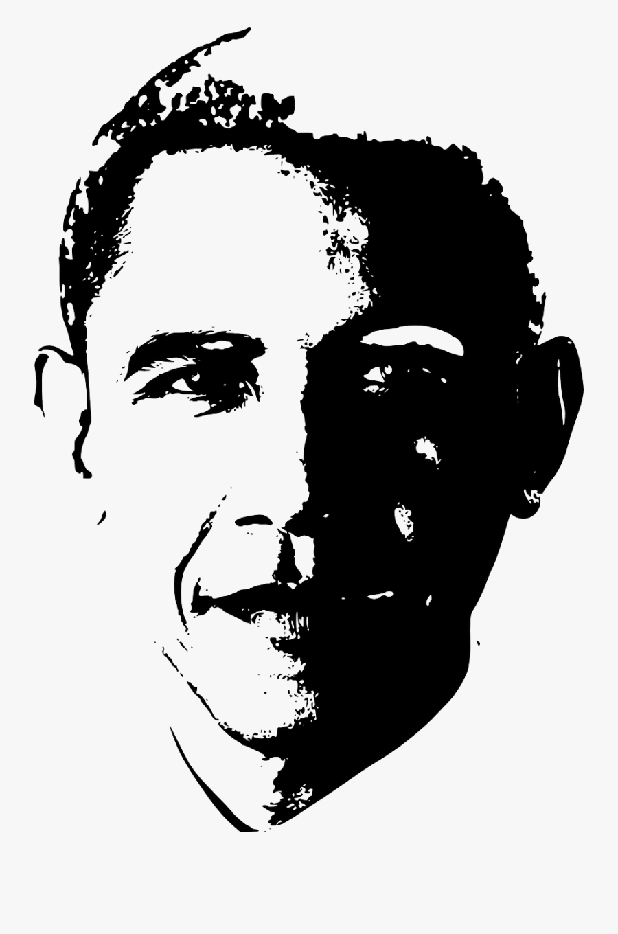 Obama Man Person Free Picture Obama Face Black And White Free Transparent Clipart Clipartkey