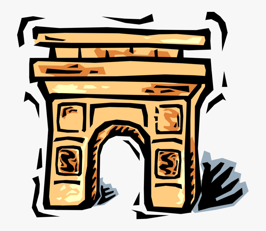 Vector Illustration Of Arc De Triomphe Triumphal Arch - Cartoon Arc De Triomphe, Transparent Clipart