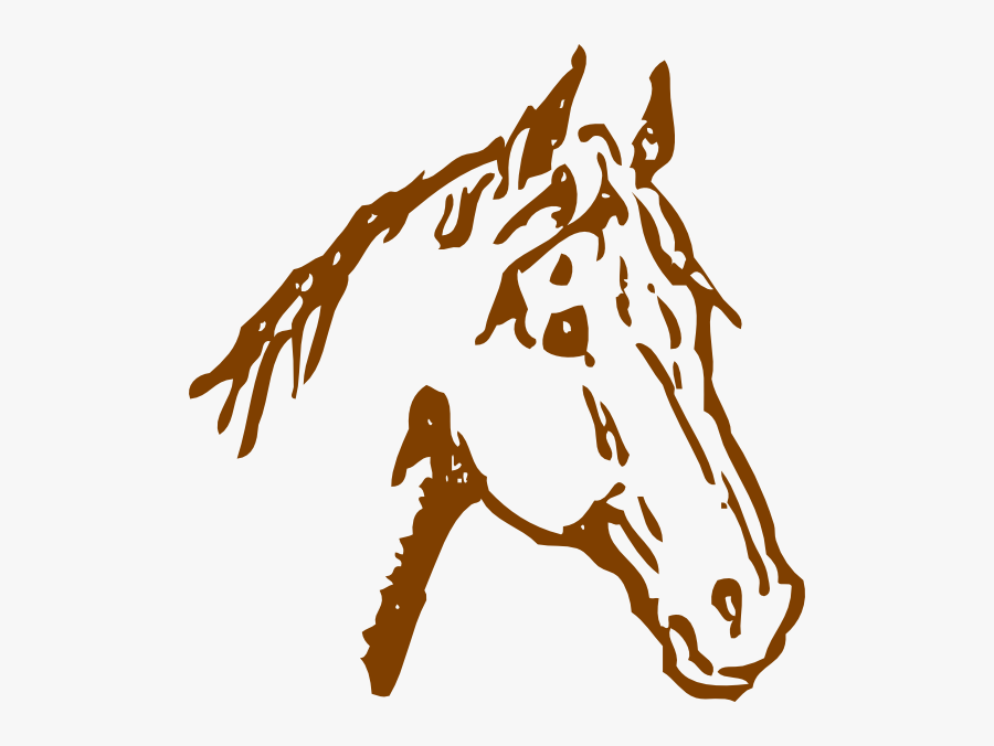 Brown Horse Head Clip Art At Clker - Black And White Horse Head Design, Transparent Clipart