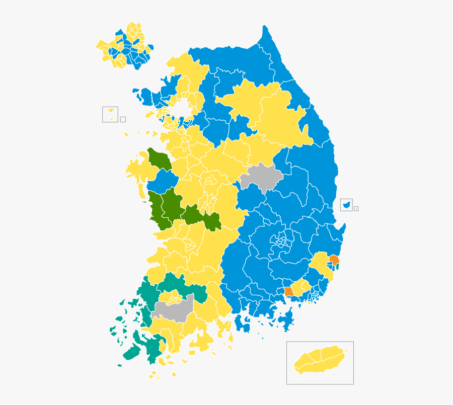 South Korean Legislative Election 2004 Districts - South Korea Election Map, Transparent Clipart