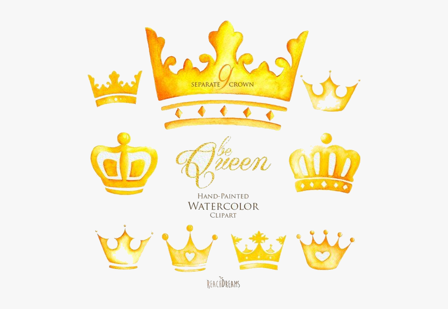 Queen Crown Watercolor Clipart Elements King Princess - Watercolor Painting, Transparent Clipart