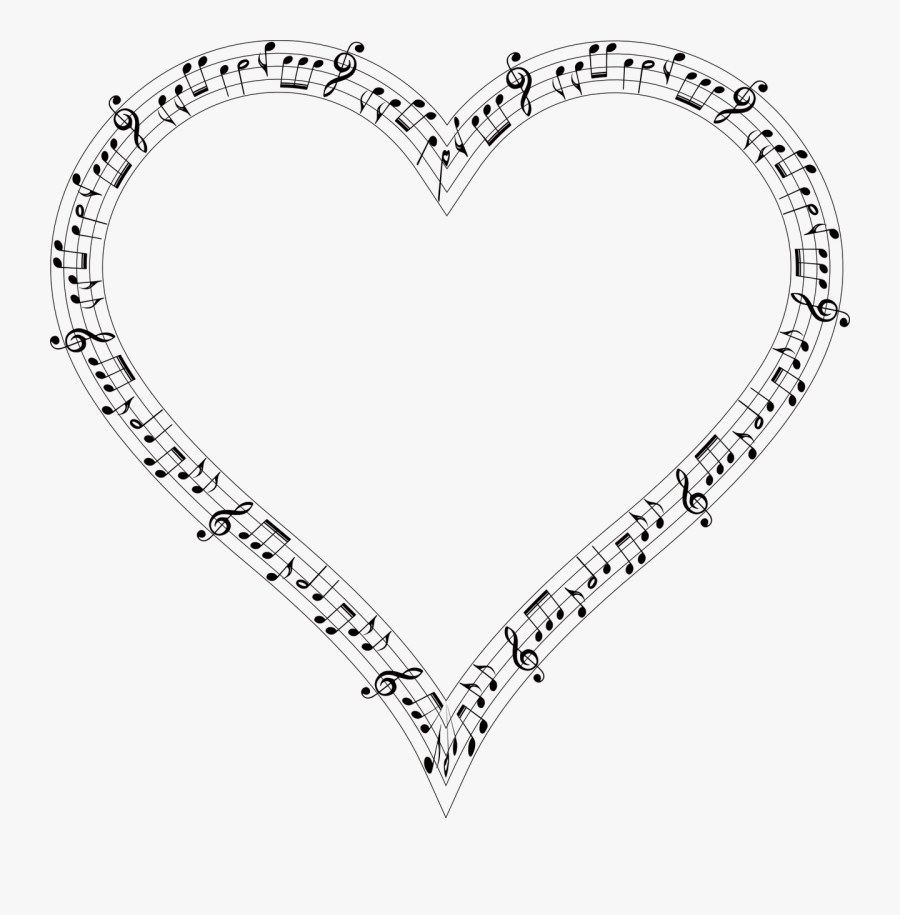 Musical Heart Love Free Picture - Music Note Heart Png, Transparent Clipart