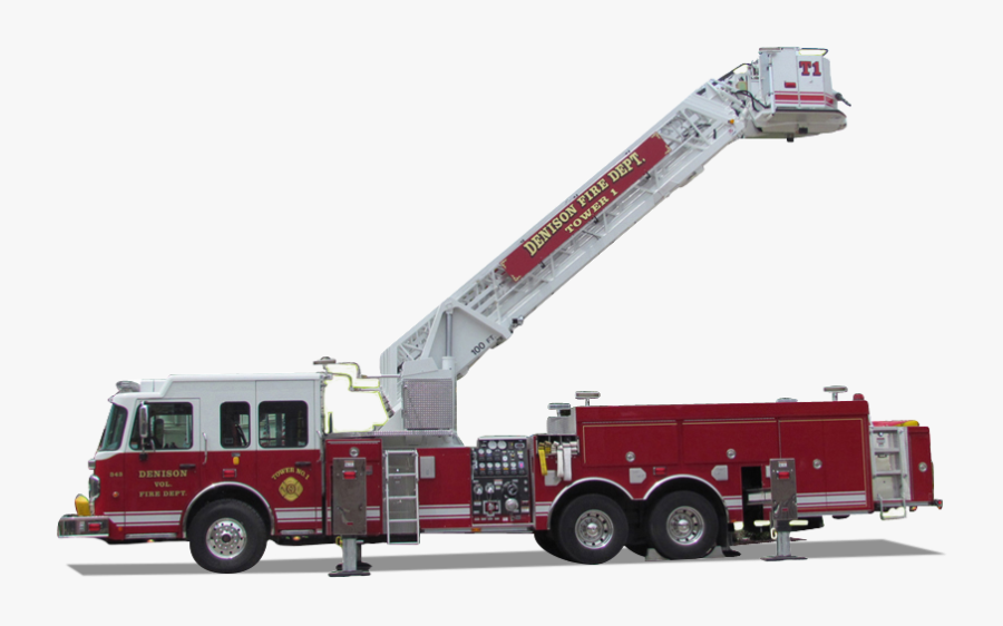 Mid Mount Ladder Truck, Transparent Clipart