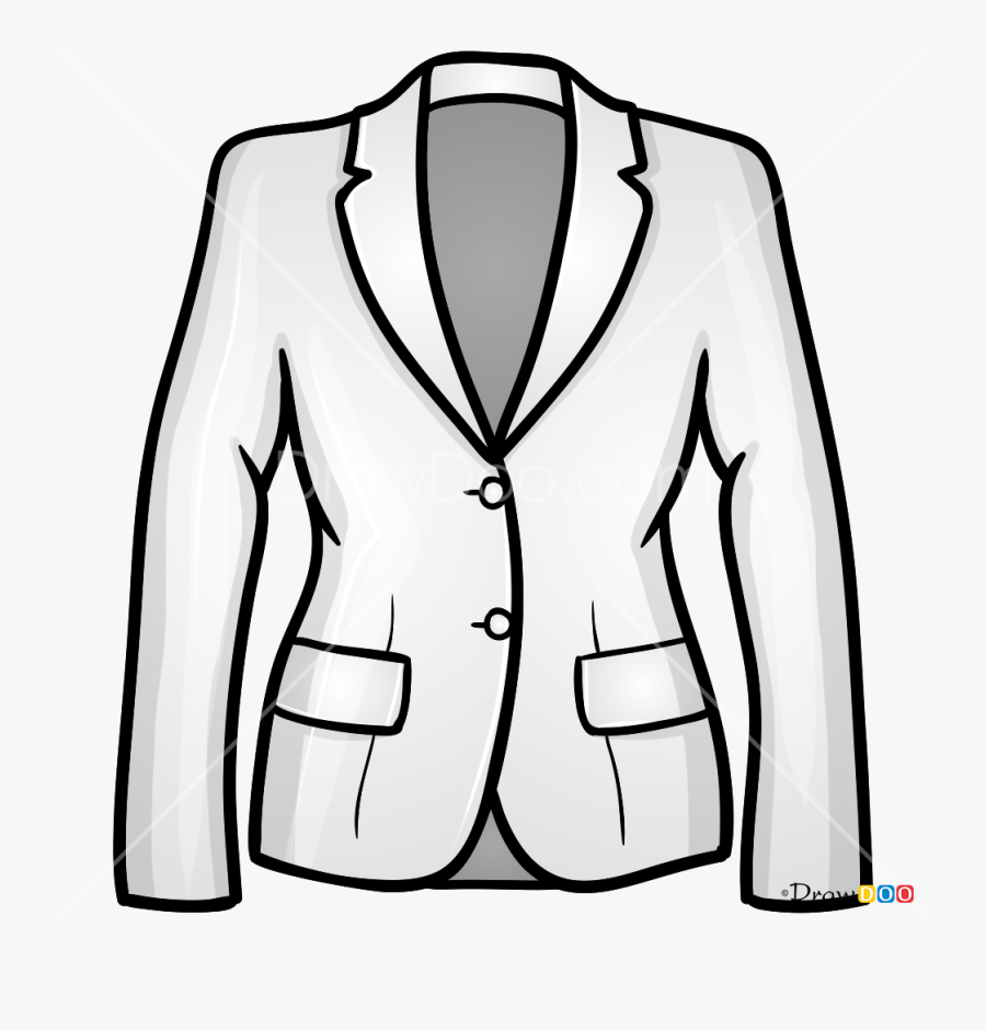 How To Draw Ladies Jacket, Clothes - Draw Coat, Transparent Clipart