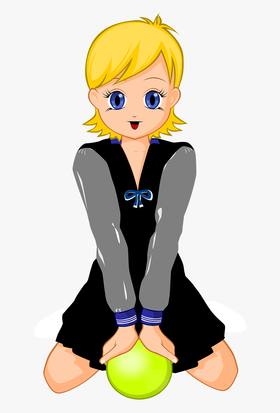 Girl Ball School Uniform Dress Png Image Clipart , - Blonde Anime Schoolgirl Png, Transparent Clipart