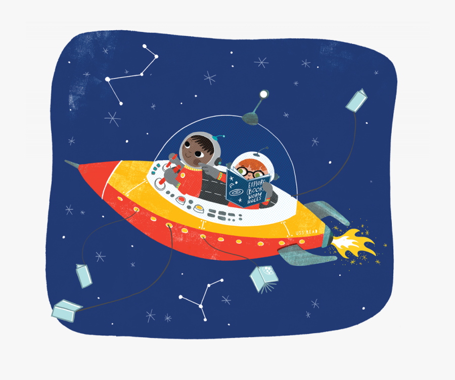 Two Children Exploring The Universe In A Space Ship - Summer Reading 2019 A Universe Of Stories, Transparent Clipart