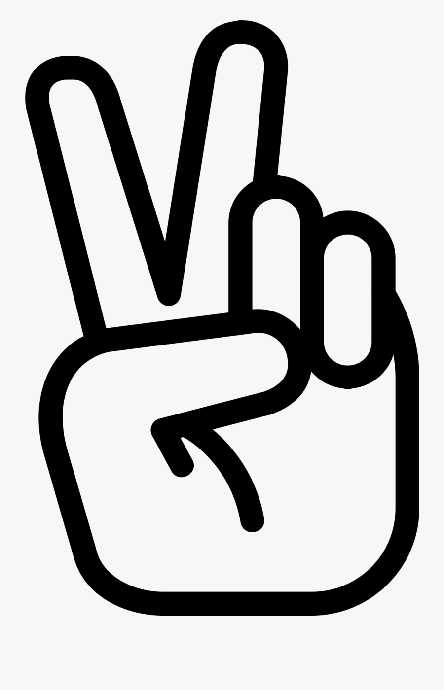 Transparent Peace Word Clipart - Hand Peace Sign Black And White, Transparent Clipart