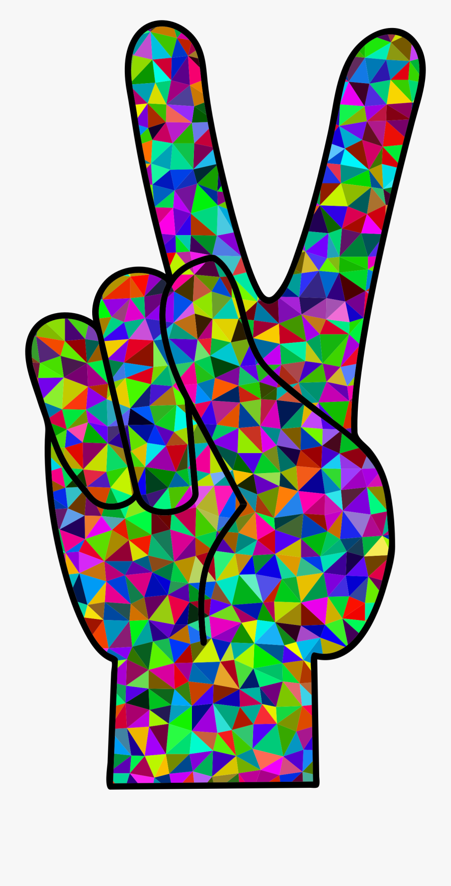 Prismatic Low Poly Peace Clip Arts - Peace Sign Hand Colourful, Transparent Clipart