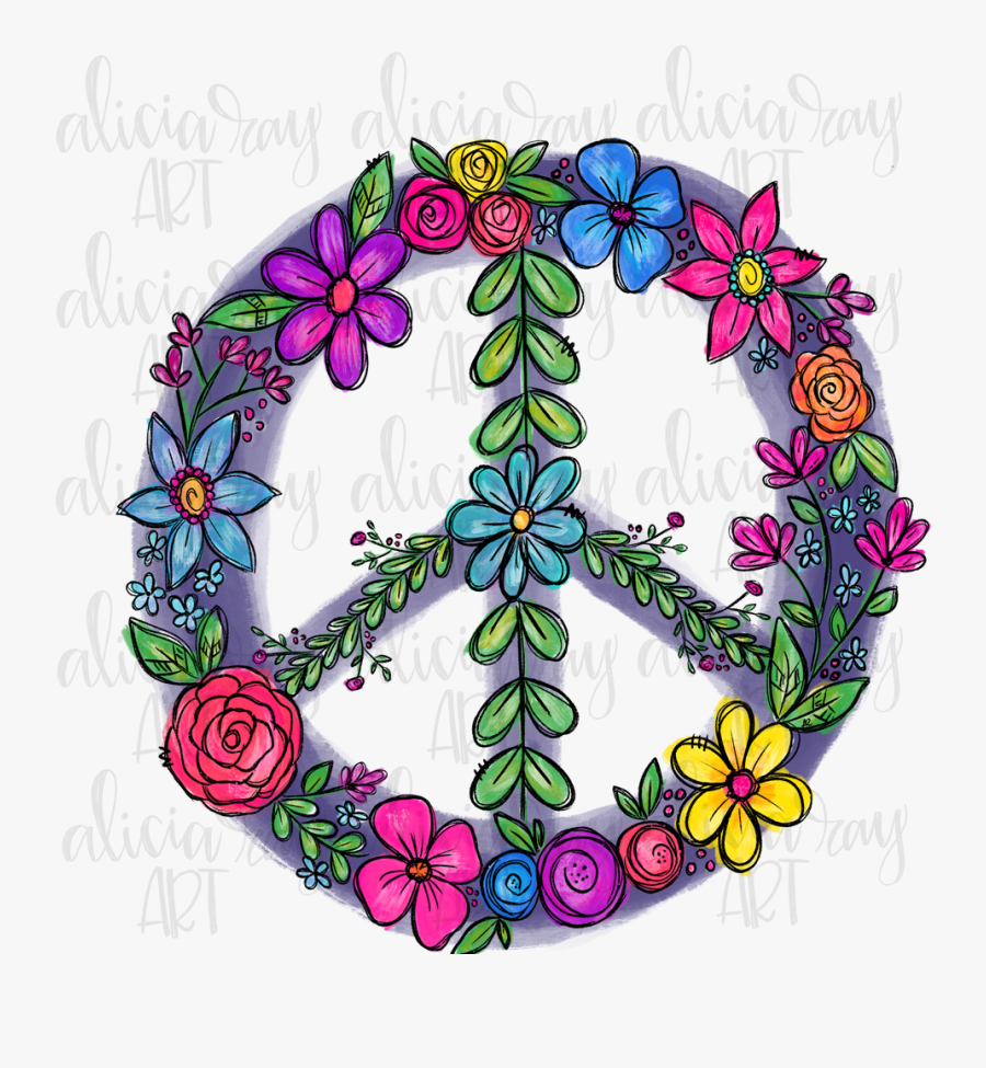 Colorful Floral Peace Sign Example Image - Toy Clip Art Black And White, Transparent Clipart