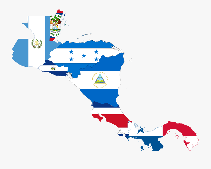 Central America Map With Flags, Transparent Clipart
