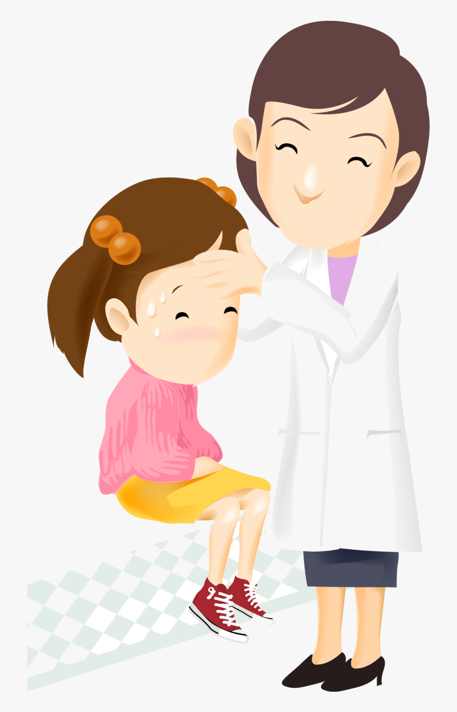 Sick Person Mother Vector Child Care Cartoon Cliparts - Nurse With