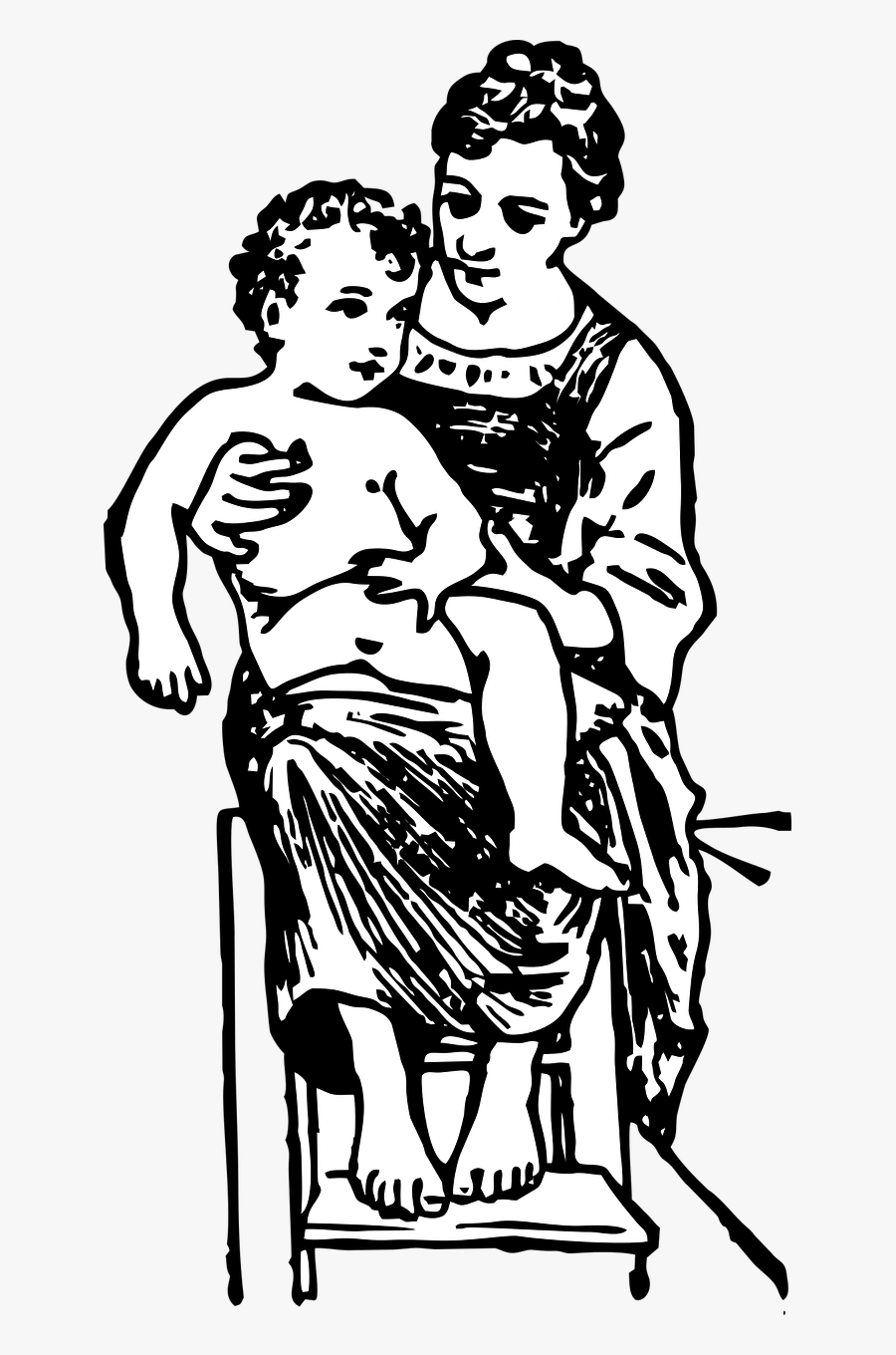 Mother Mother And Child Child Free Picture - Anak Clipart Black And White, Transparent Clipart