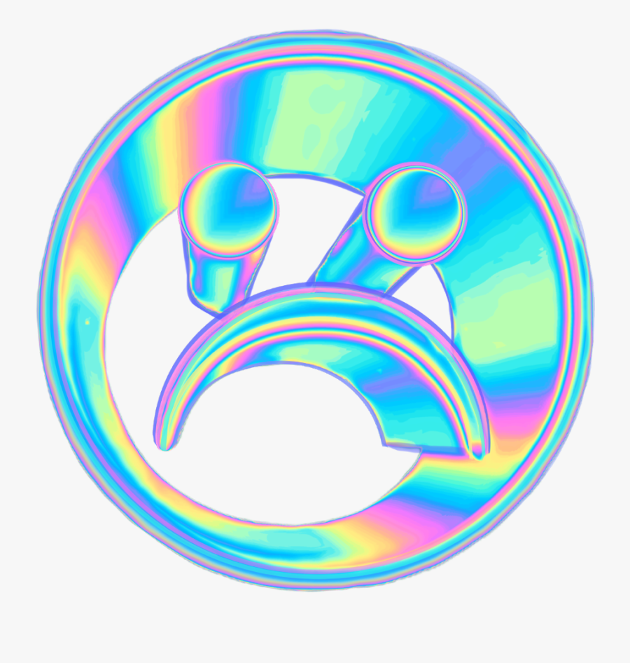Holo Frown Emoji Face Smileyface Holographic 3d Vaporwa - Holographic Sad Face, Transparent Clipart