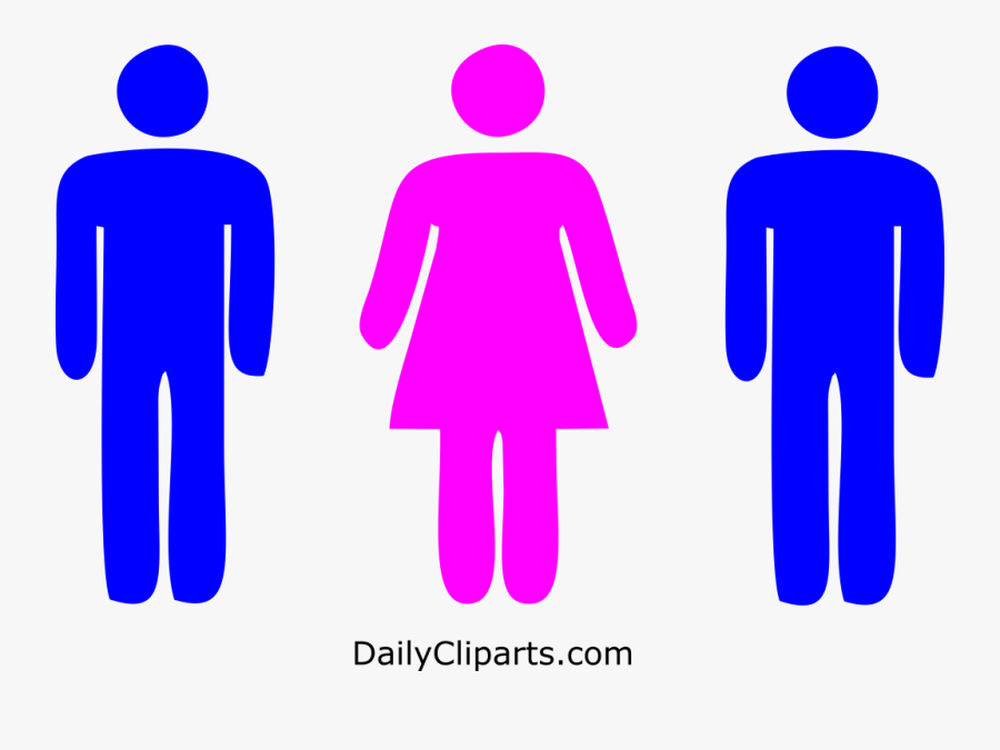 2 Men 1 Woman Icon Image - Male Female Toilet Symbols, Transparent Clipart
