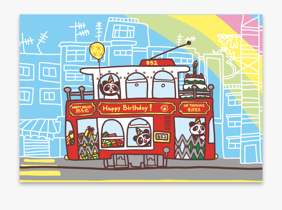 Happy Birthday From Hong Kong Rainbow Tram - Locomotive, Transparent Clipart