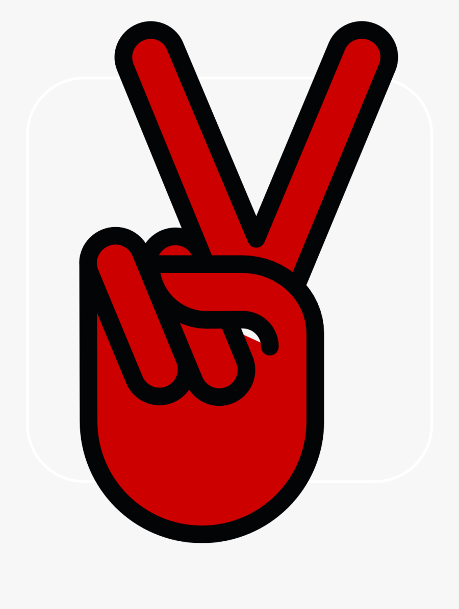Red Hand Peace Sign, Transparent Clipart